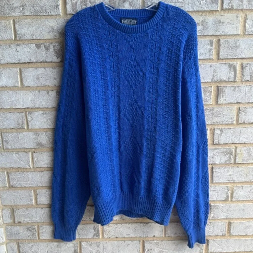 Land's End Long Sleeve Crew Neck 100% Cotton Sweater Made In U.S.A. Men's Size L